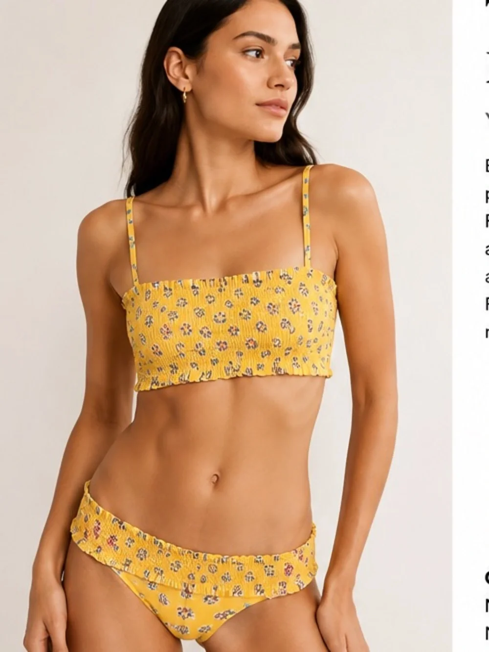 NWT Tory Burch Costa Floral Bikini Set New yellow ruffle XS or Small blue flower